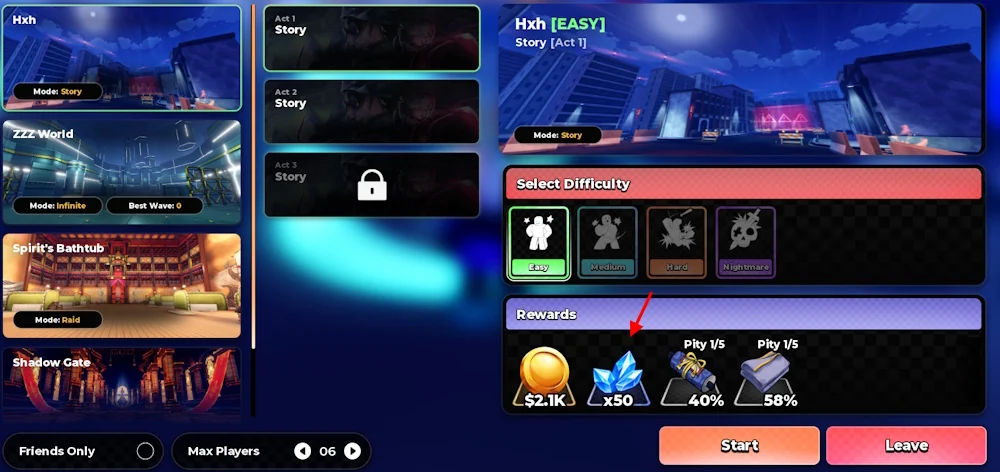 Stage rewards include materials for upgrades