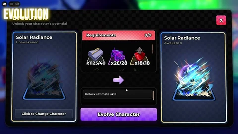 Solar Radiance: nine-entry awakening menu