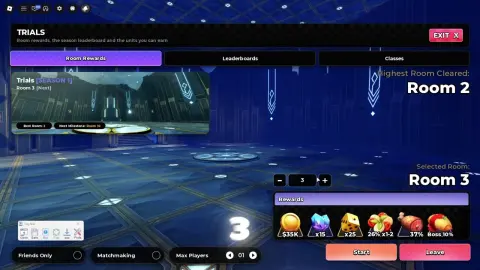 Trials room selection