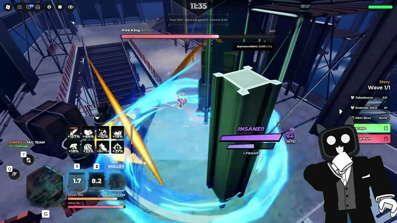 Solar’s VOLLEY prompt against Hive King; the HUD shows Level 256 and Floor 10.