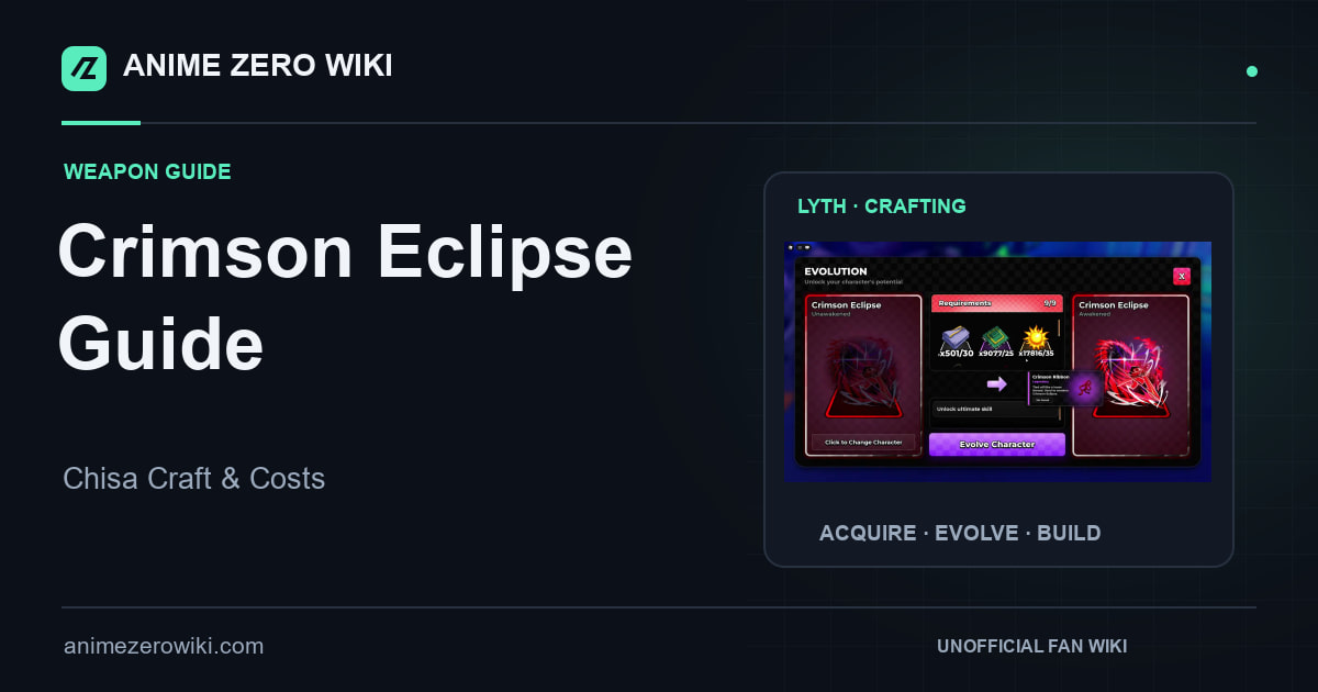 Anime Zero Crimson Eclipse Guide: Chisa Craft & Costs